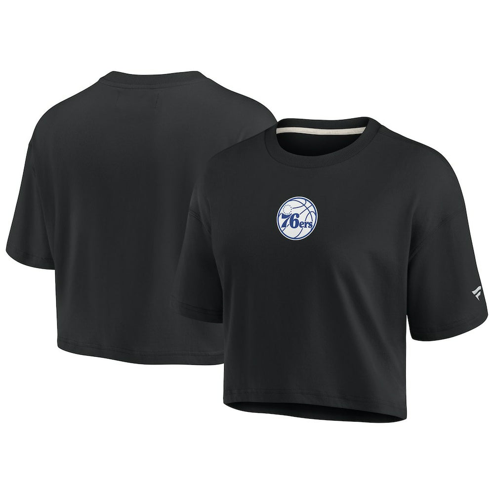 Philadelphia 76ers Women's Elements Super Soft Boxy Cropped T-Shirt - Black | Fanatics on sale