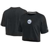 Philadelphia 76ers Women's Elements Super Soft Boxy Cropped T-Shirt - Black | Fanatics on sale