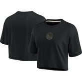 Golden State Warriors Women's Elements Super Soft Boxy Cropped T-Shirt sale - Black | Fanatics outlet