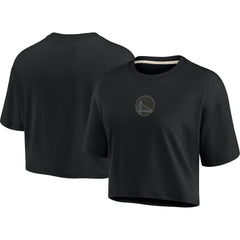 Golden State Warriors Women's Elements Super Soft Boxy Cropped T-Shirt sale - Black | Fanatics outlet