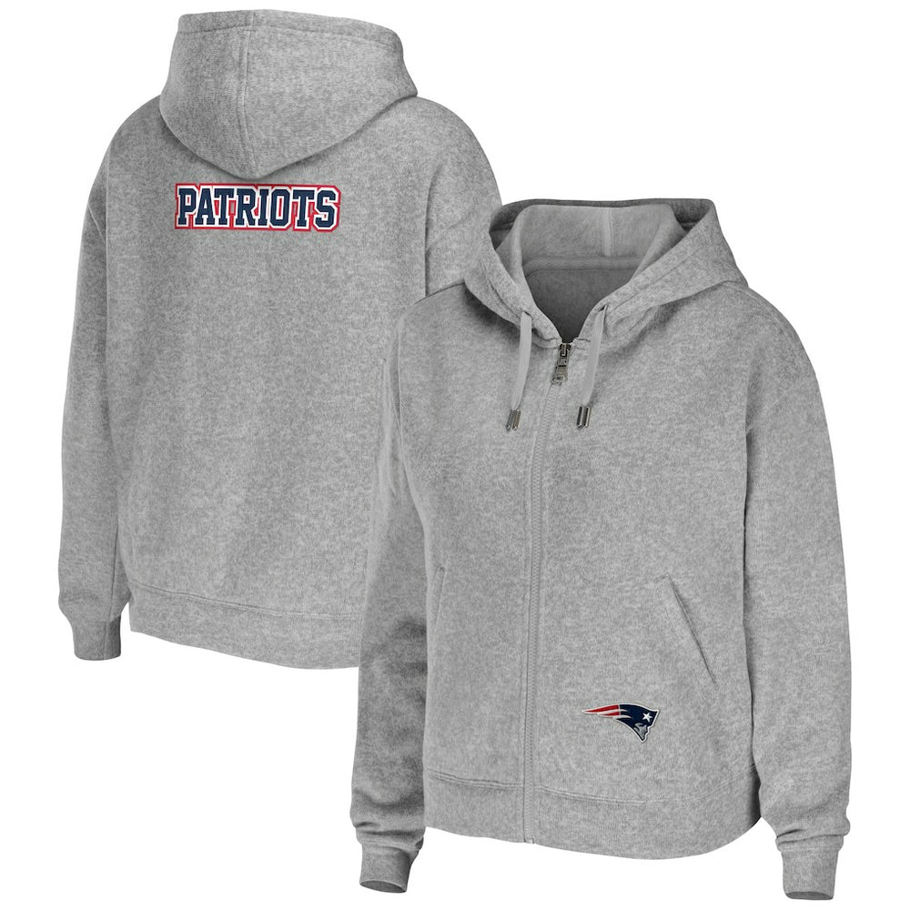 New England Patriots WEAR by Erin Andrews Women's Team Full-Zip Hoodie - Heathered Gray sale