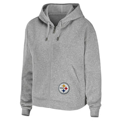 Pittsburgh Steelers WEAR by Erin Andrews Women's Team Full-Zip Hoodie - Heathered Gray on sale