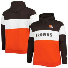 Cleveland Browns New Era Big & Tall Current Colorblock Raglan Fleece Pullover Hoodie - Orange/Brown online