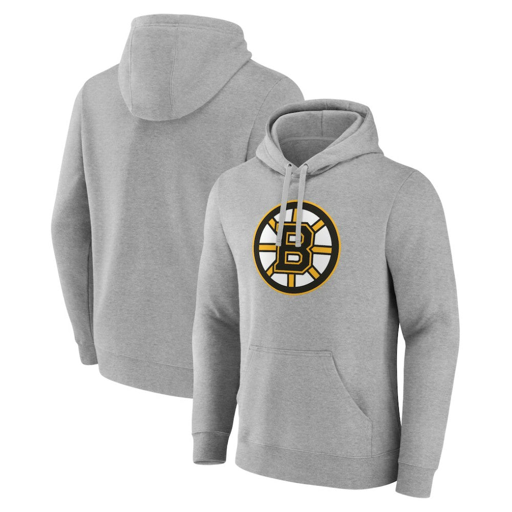 Boston Bruins Fanatics Primary Logo Pullover Hoodie Heather Gray