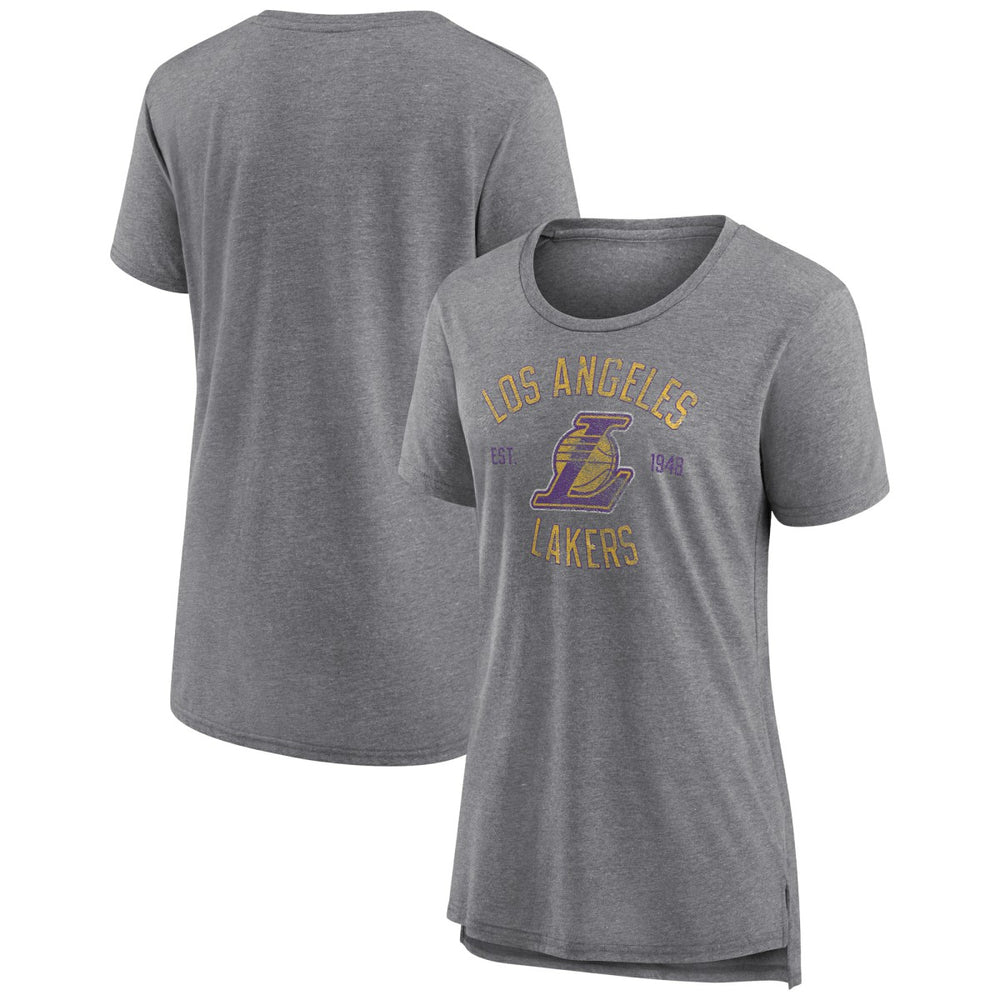 Los Angeles Lakers Women's Heritage Tri-Blend T-Shirt - Heather Gray sale