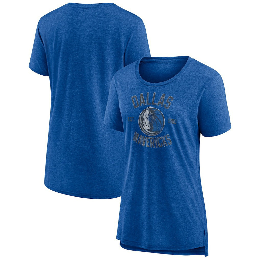 Dallas Mavericks Women's Heritage Tri-Blend T-Shirt sale - Heather Blue on sale