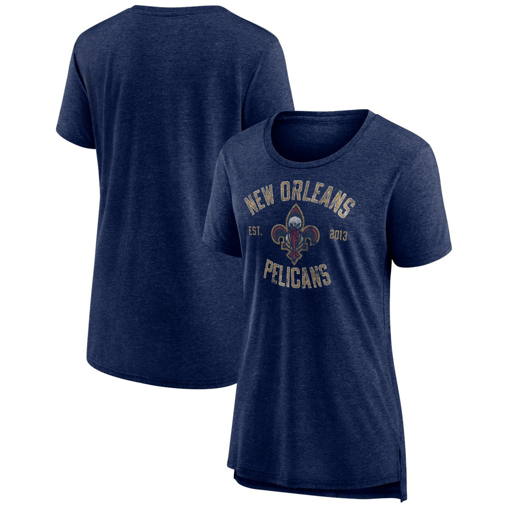 New Orleans Pelicans Women's Heritage Tri-Blend T-Shirt - Heather Navy online