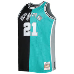 Tim Duncan San Antonio Spurs Big & Tall Hardwood Classics 1998/99 Split Swingman Jersey - Black/Teal | Mitchell & Ness online