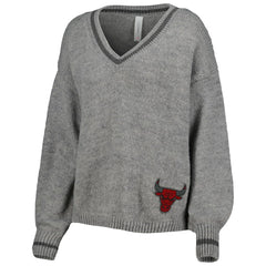 Chicago Bulls Lusso Women's Scarletts Lantern Sleeve Tri-Blend V-Neck Pullover Sweater - Gray outlet