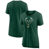 Milwaukee Bucks Women's Gradient Logo Tri-Blend T-Shirt - Heather Hunter Green sale