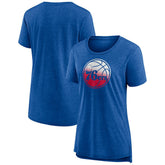 Philadelphia 76ers Women's Gradient Logo Tri-Blend T-Shirt - Heather Red outlet