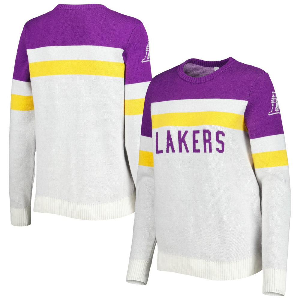 Los Angeles Lakers Lusso Women's Dominique Pullover Sweater - Purple/Cream outlet