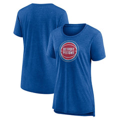 Detroit Pistons Women's Distressed Logo Tri-Blend T-Shirt sale - Heather Blue discount