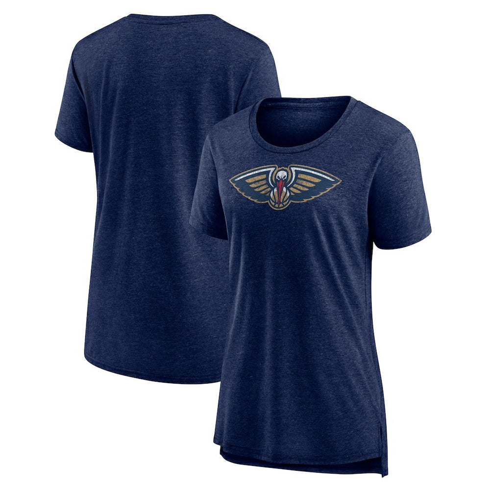 New Orleans Pelicans Women's Distressed Logo Tri-Blend T-Shirt - Heather Navy outlet