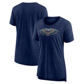 New Orleans Pelicans Women's Distressed Logo Tri-Blend T-Shirt - Heather Navy outlet