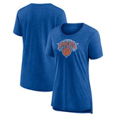 New York Knicks Women's Distressed Logo Tri-Blend T-Shirt - Heather Blue for sale