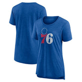 Philadelphia 76ers Women's Distressed Logo Tri-Blend T-Shirt - Heather Royal shop