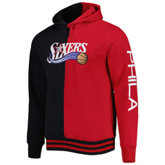 Philadelphia 76ers Big & Tall Hardwood Classics Split Pullover Hoodie - Black/Red | Mitchell & Ness discount