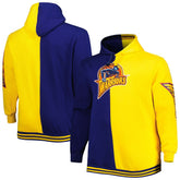 Golden State Warriors Big & Tall Hardwood Classics Split Pullover Hoodie sale - Navy/Gold | Mitchell & Ness discount