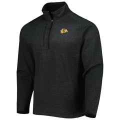 Chicago Blackhawks Antigua Course Quarter-Zip Jacket Heathered Black