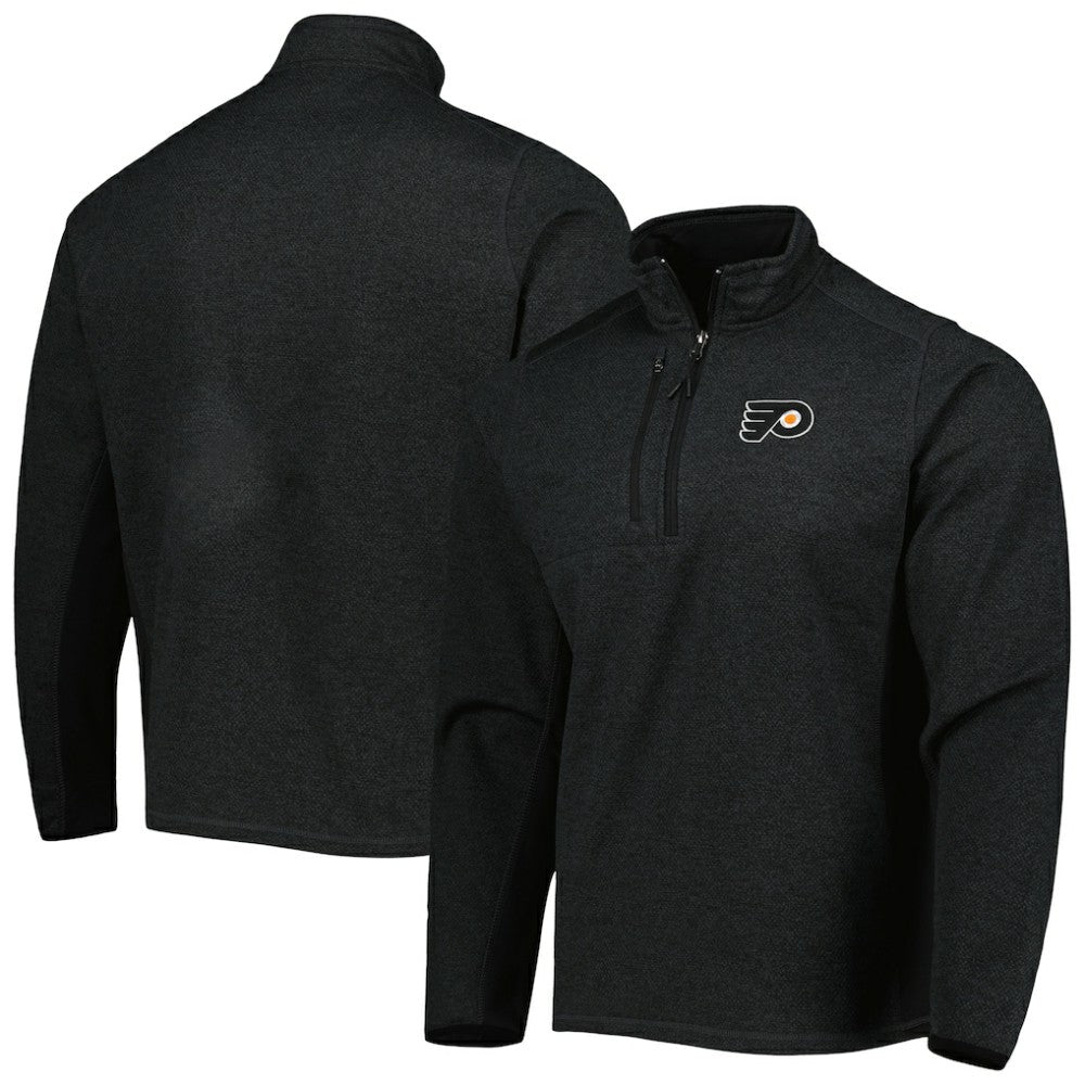 Philadelphia Flyers Antigua Course Quarter-Zip Jacket Heathered Black