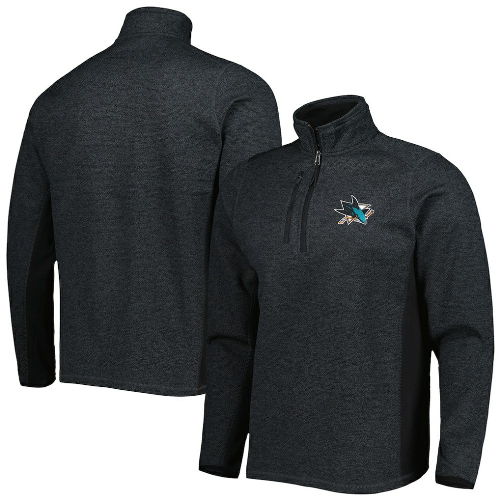 San Jose Sharks Antigua Course Quarter-Zip Jacket Heathered Black