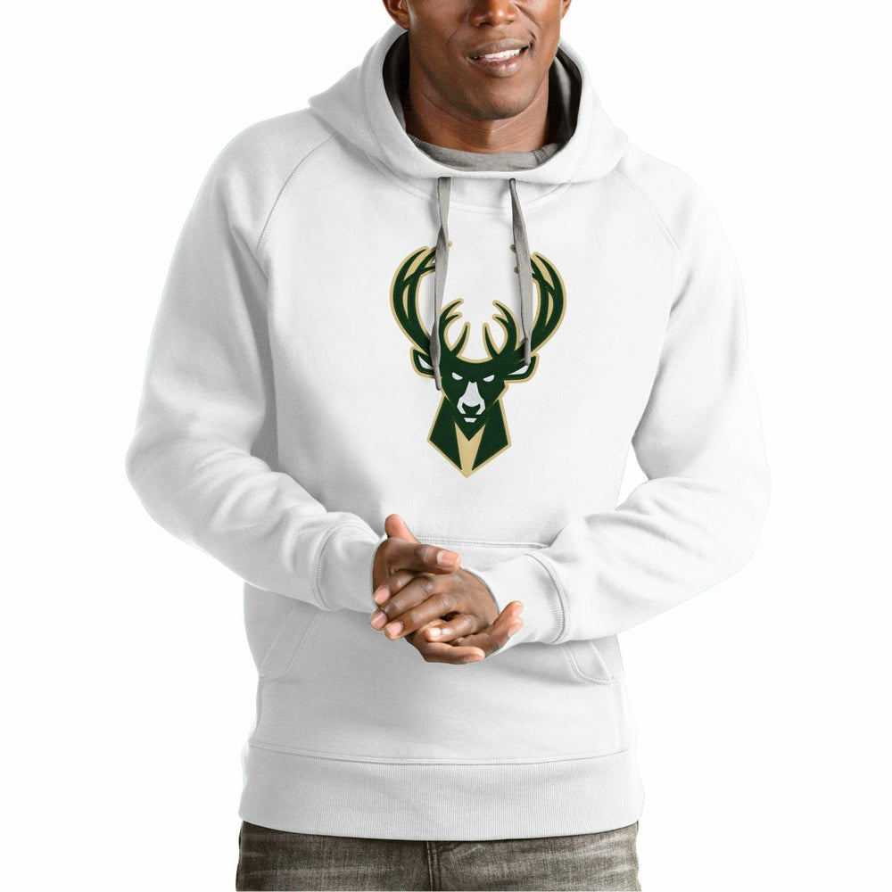 Milwaukee Bucks Antigua Team Logo Victory Pullover Hoodie - White discount