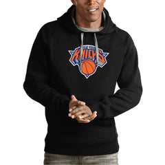 New York Knicks Antigua Team Logo Victory Pullover Hoodie - Black discount