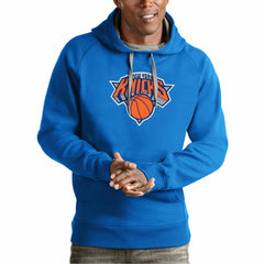 New York Knicks Antigua Team Logo Victory Pullover Hoodie - Blue cheap