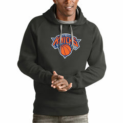 New York Knicks Antigua Team Logo Victory Pullover Hoodie - Charcoal outlet