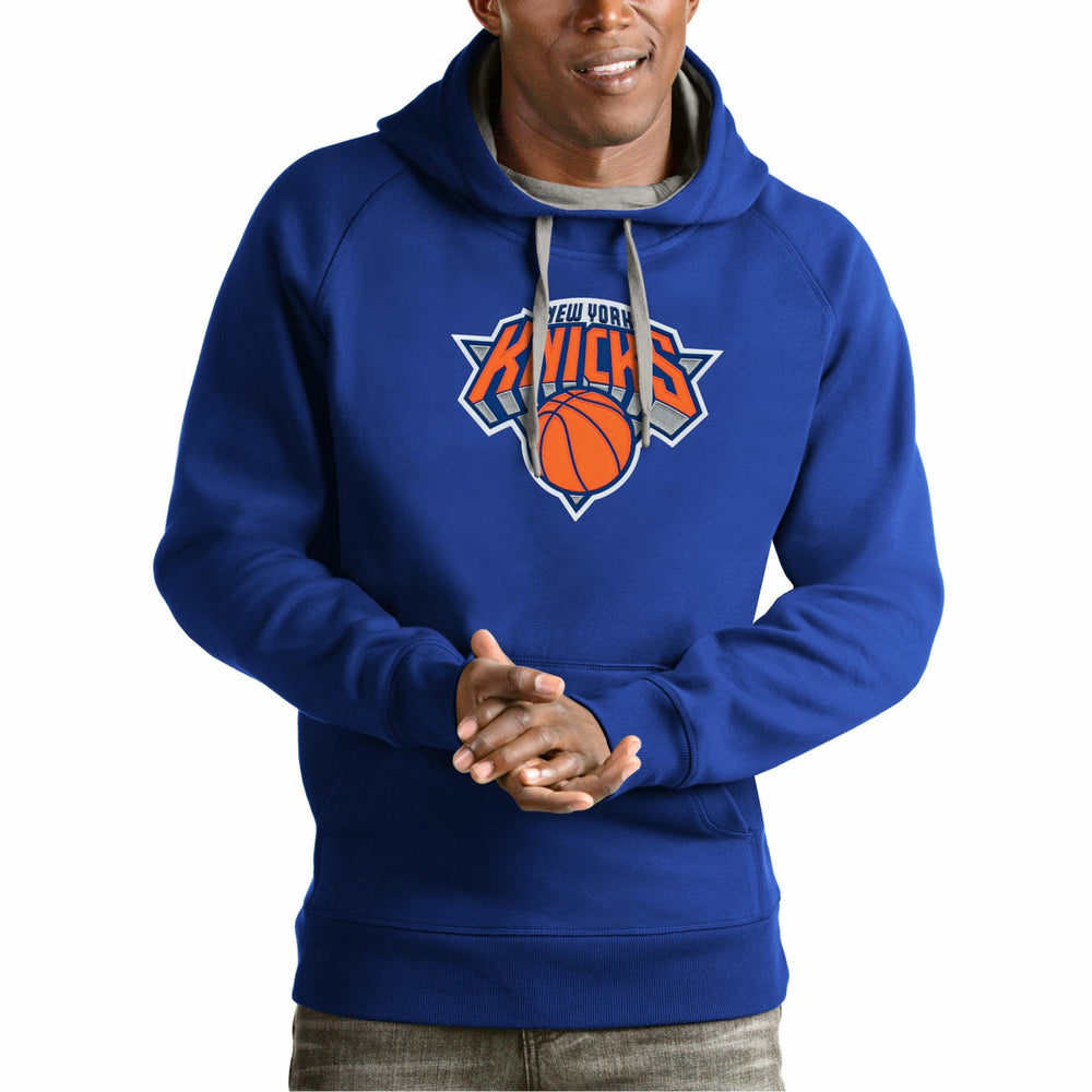 New York Knicks Antigua Team Logo Victory Pullover Hoodie - Royal cheap
