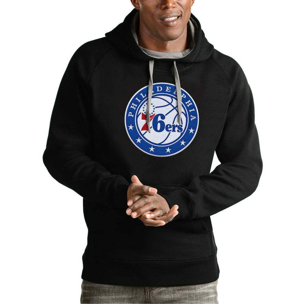 Philadelphia 76ers Antigua Team Logo Victory Pullover Hoodie - Black outlet