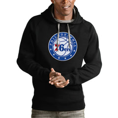 Philadelphia 76ers Antigua Team Logo Victory Pullover Hoodie - Black outlet