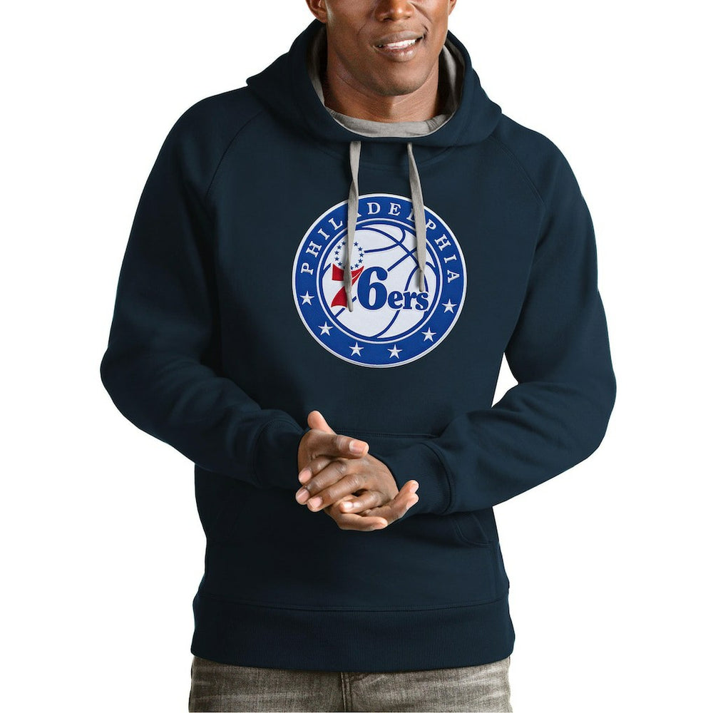 Philadelphia 76ers Antigua Team Logo Victory Pullover Hoodie - Navy outlet