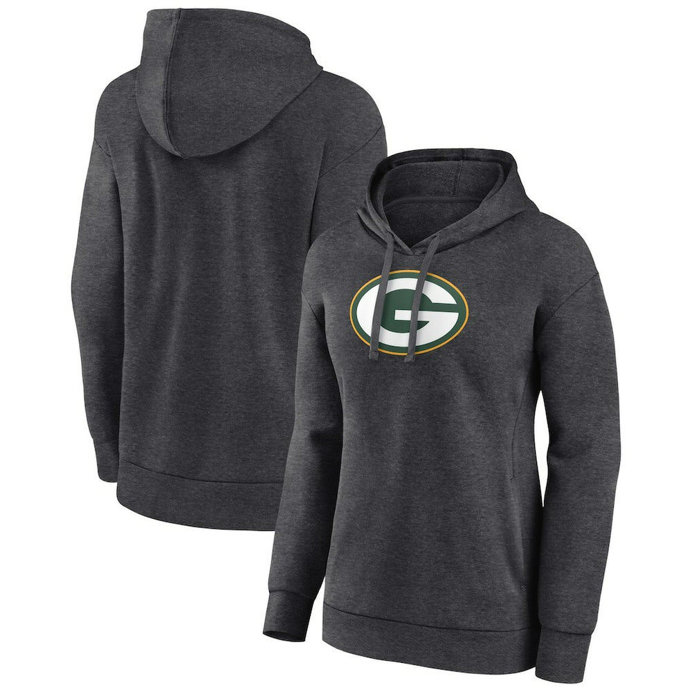 Green Bay Packers Women's Primary Logo Pullover Hoodie - Charcoal cheap