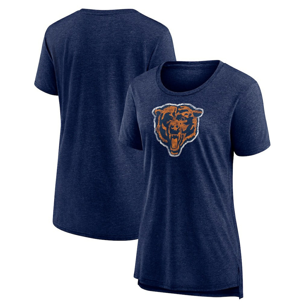 Chicago Bears Women's Throwback Team Logo Tri-Blend T-Shirt - Heather Navy sale