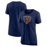 Chicago Bears Women's Throwback Team Logo Tri-Blend T-Shirt - Heather Navy sale