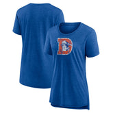 Denver Broncos Women's Throwback Team Logo Tri-Blend T-Shirt - Heather Royal cheap