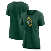 Green Bay Packers Women's Throwback Team Logo Tri-Blend T-Shirt - Heather Green for sale