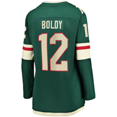 Matthew Boldy Minnesota Wild Fanatics Women's Home Breakaway Player Jersey Green