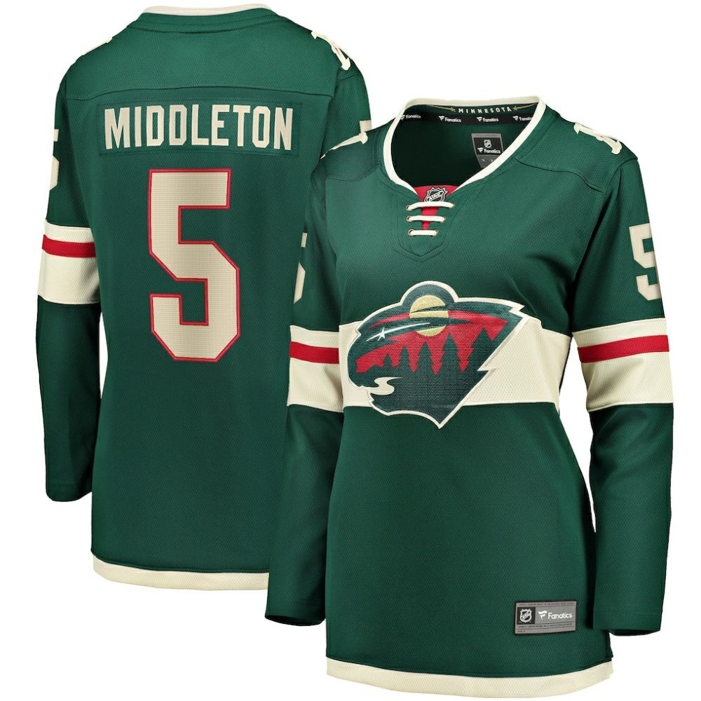 Jake Middleton Minnesota Wild Fanatics Women's Home Breakaway Player Jersey Green