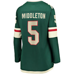 Jake Middleton Minnesota Wild Fanatics Women's Home Breakaway Player Jersey Green