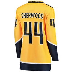 Kiefer Sherwood Nashville Predators Fanatics Women's Home Breakaway Player Jersey Gold
