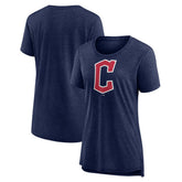 Cleveland Guardians Women's Official Wordmark Tri-Blend T-Shirt - Heather Navy