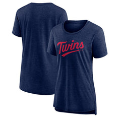 Minnesota Twins Women's Official Wordmark Tri-Blend T-Shirt - Heather Navy