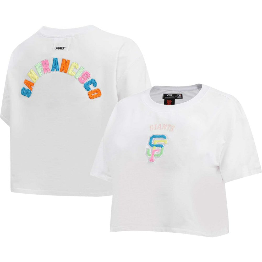 San Francisco Giants Pro Standard Women's Washed Neon Cropped Boxy T-Shirt - White
