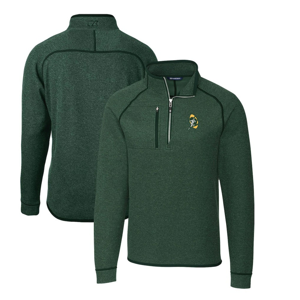 Green Bay Packers Cutter & Buck Mainsail Sweater-Knit Big & Tall Half-Zip Pullover Jacket - Heather Green on sale