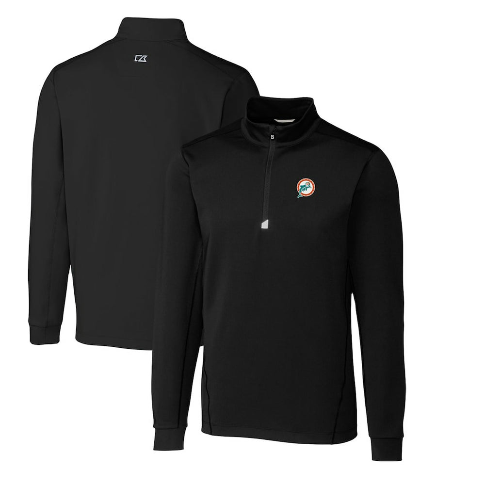 Miami Dolphins Cutter & Buck Throwback Logo Traverse Stretch Quarter-Zip Big & Tall Pullover Top - Black discount
