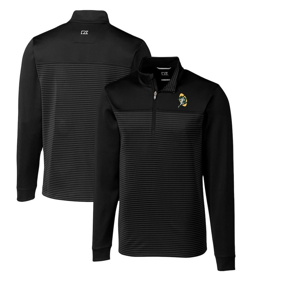 Green Bay Packers Cutter & Buck Throwback Logo Traverse Stripe Stretch Quarter-Zip Big & Tall Pullover Top - Black for sale
