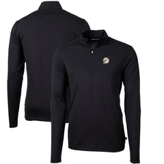 Miami Dolphins Cutter & Buck Throwback Logo Virtue Eco Pique Recycled Quarter-Zip Big & Tall Pullover Top - Black sale